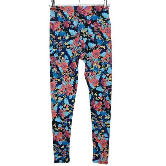 LuLaRoe Leggings Black Blue Pink Yellow Purple Floral One Size OS‎ - Picture 2 of 11